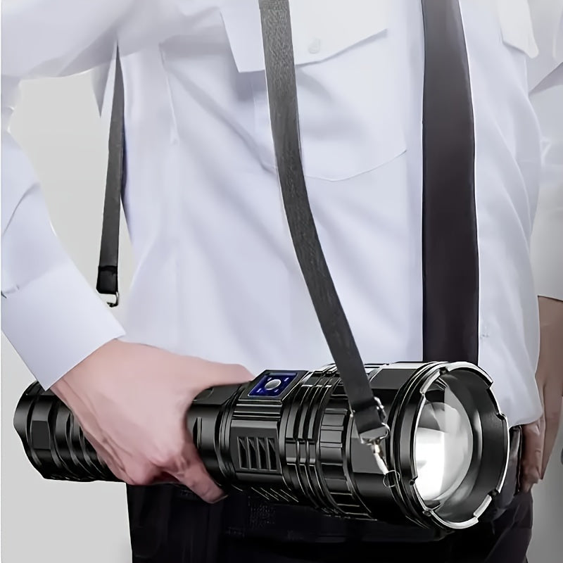 Powerful LED Flashlight with 5400mAh Battery Long-Range Spotlight Emergency COB Light