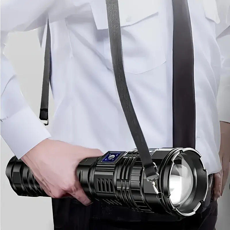 Powerful LED Flashlight with 5400mAh Battery Long-Range Spotlight Emergency COB Light