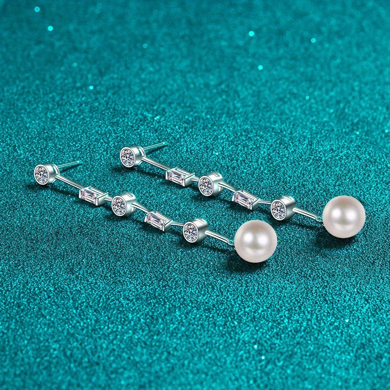 Women’s Freshwater Pearl Earrings Set White 4.9g Bridal Wedding Summer Tassel