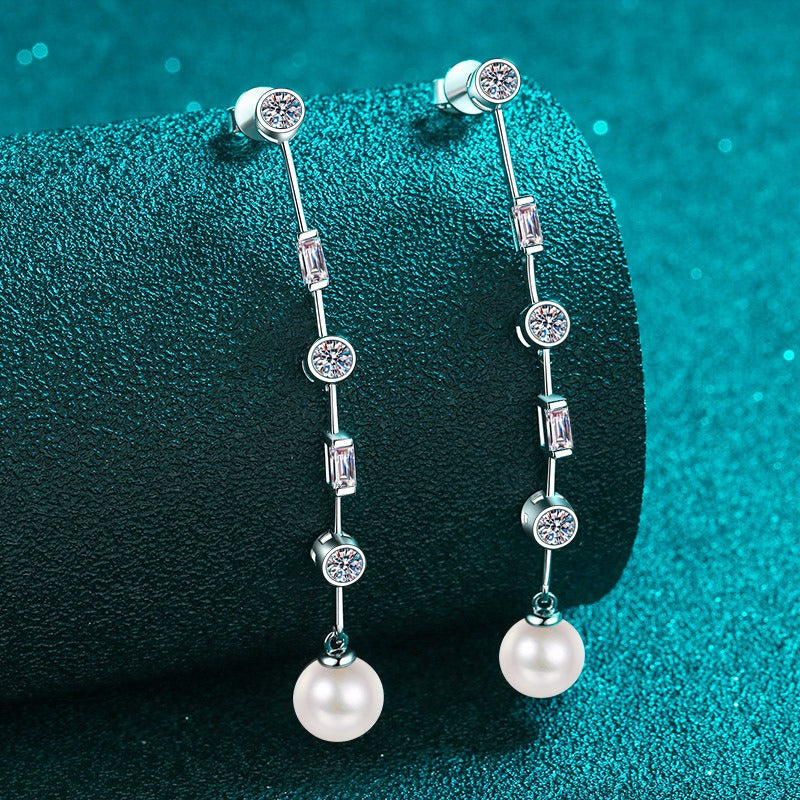 Women’s Freshwater Pearl Earrings Set White 4.9g Bridal Wedding Summer Tassel