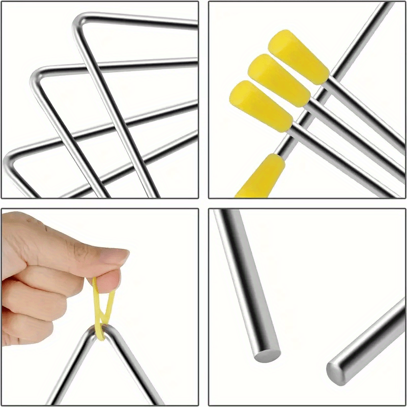 6/8 Inch White Iron Musical Triangle Instrument with Striker for Music Lovers