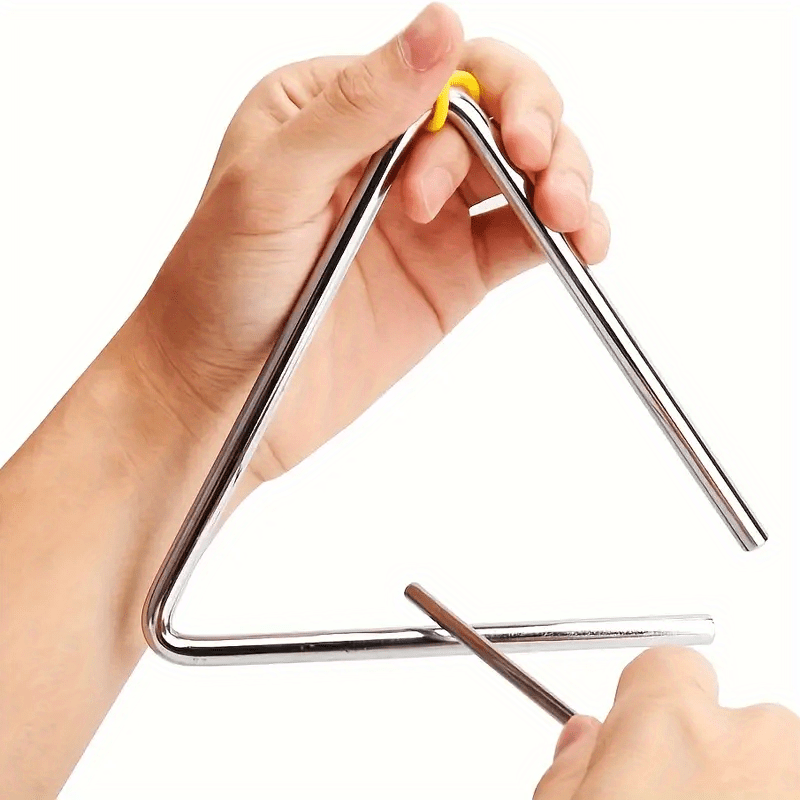 6/8 Inch White Iron Musical Triangle Instrument with Striker for Music Lovers