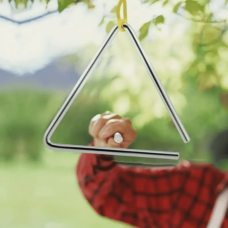 6/8 Inch White Iron Musical Triangle Instrument with Striker for Music Lovers