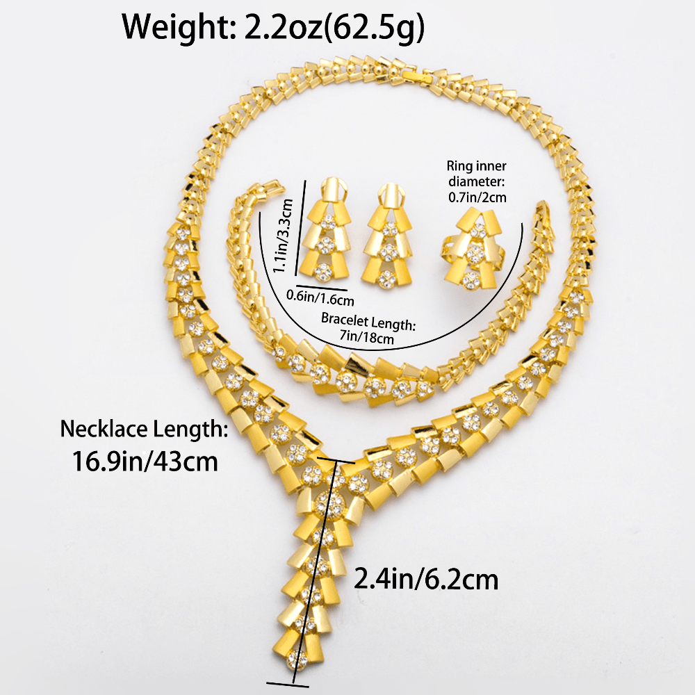 Ayollar uchun mis va zirkoniy to'plam, oltin tonidagi vintage geometrik dizayni bilan, partiyalar va to'ylar uchun