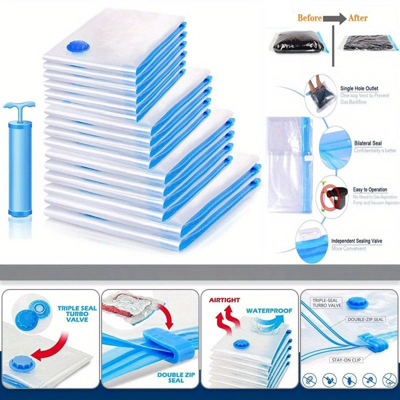 Pack of 5 Vacuum Compression Storage Bags for Clothes Quilts and Bedding