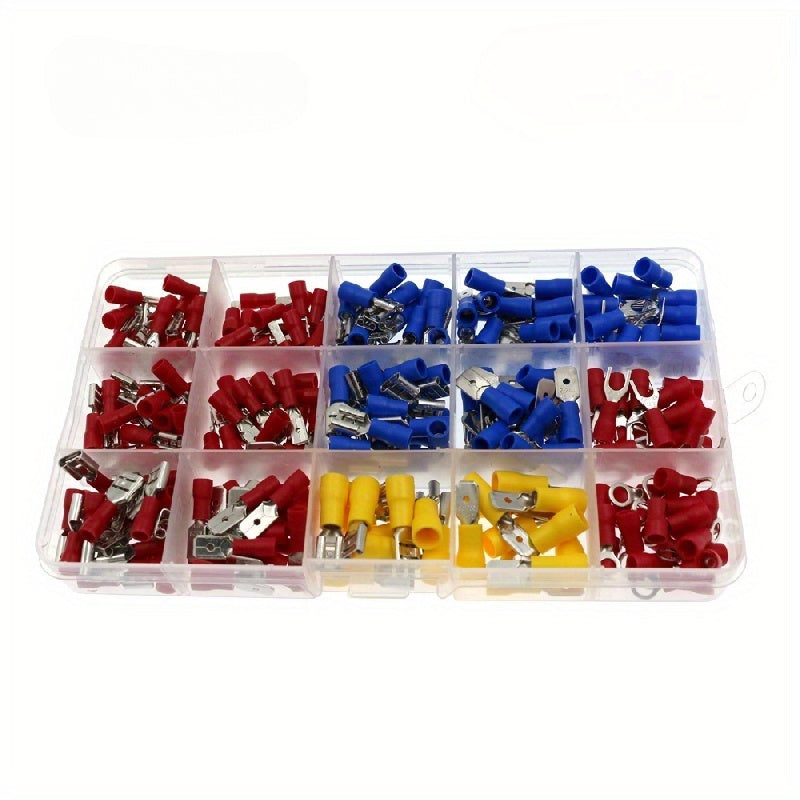 280 dona turli xil izolyatsiyalangan spatula terminali crimping to'plami elektr simlar ulash uchun konektorlar