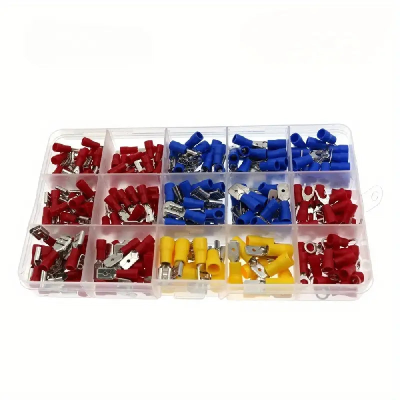 280 dona turli xil izolyatsiyalangan spatula terminali crimping to'plami elektr simlar ulash uchun konektorlar