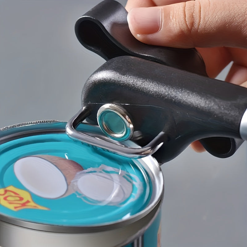 Stainless Steel Can Opener with Safety Smooth Edge Non-Slip Handle and Adjustable Knob