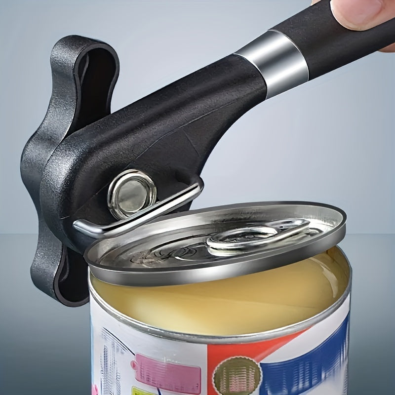 Stainless Steel Can Opener with Safety Smooth Edge Non-Slip Handle and Adjustable Knob