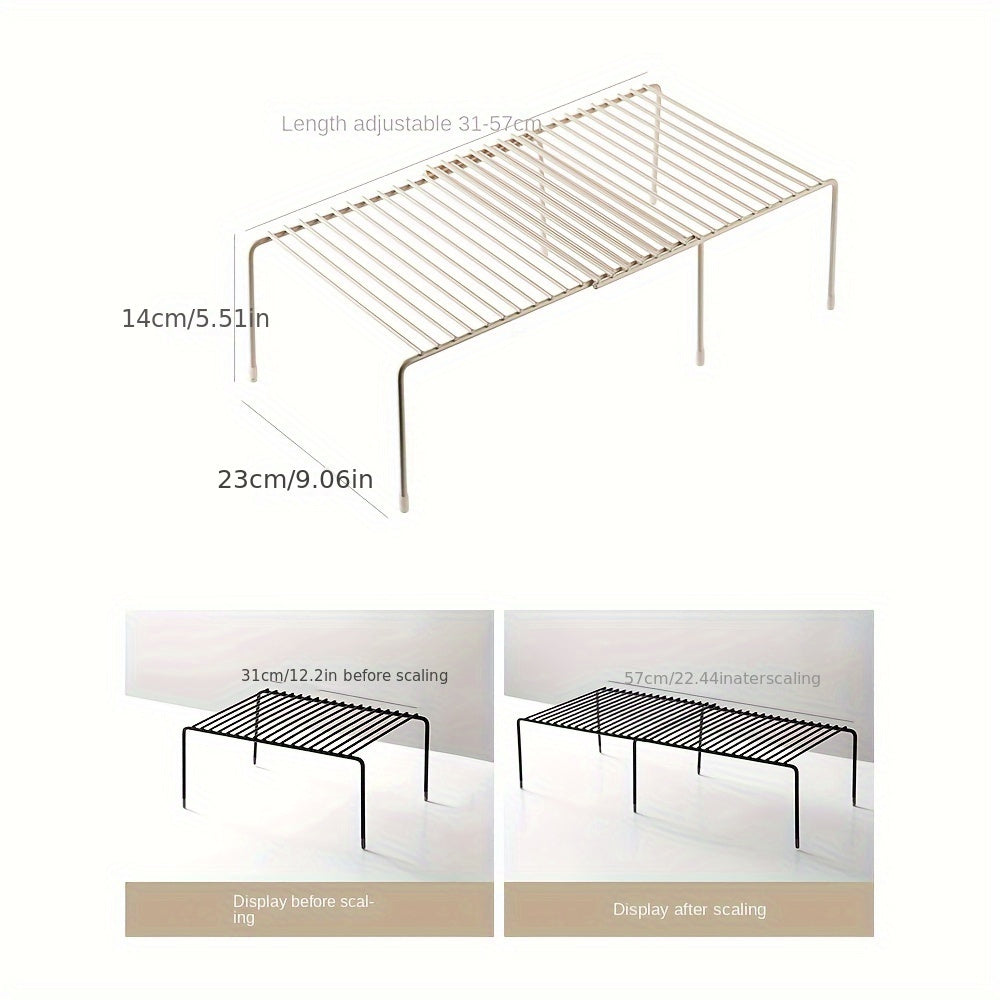 Adjustable Kitchen Storage Racks 2-Pack Carbon Steel Plastic Under Sink Organizer with Expandable Dish Drainer