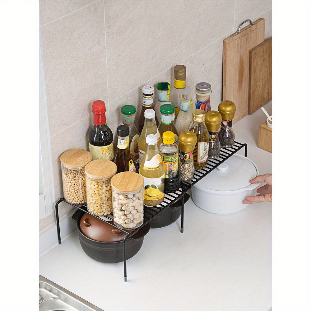 Adjustable Kitchen Storage Racks 2-Pack Carbon Steel Plastic Under Sink Organizer with Expandable Dish Drainer