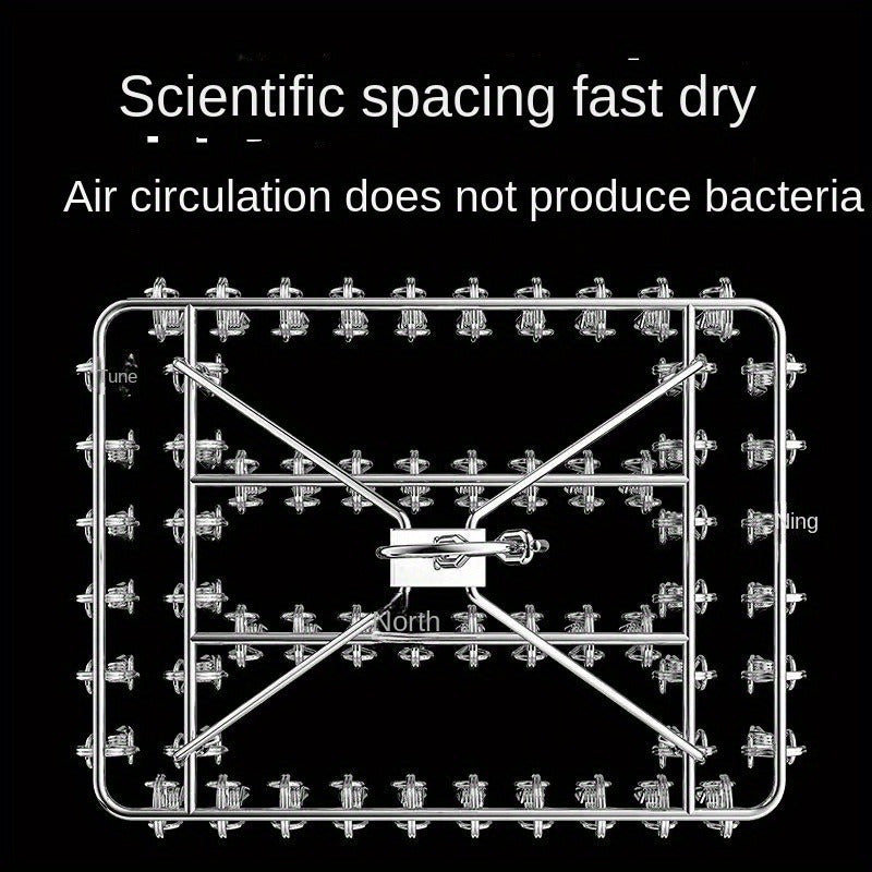 Stainless Steel Clothes Drying Rack with Clips Windproof Swivel Hook Multi-Clip Laundry Organizer