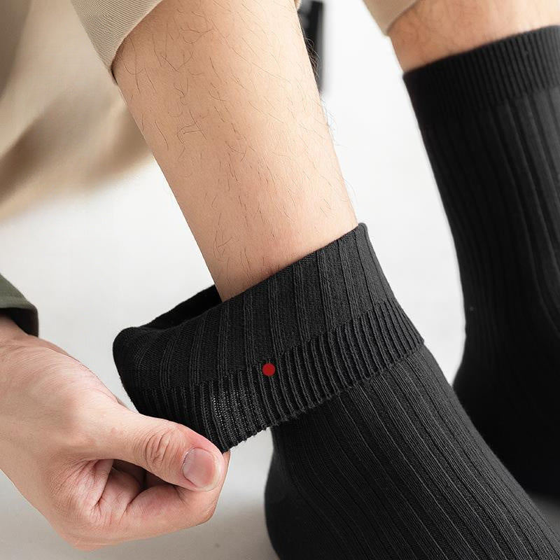 Men's Socks 5 Pairs Mixed Colors Black Mid-Length Knit Polyester Autumn Winter Sports Business