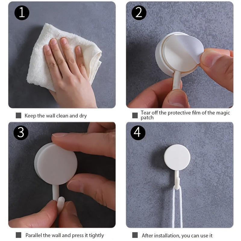 Ganchos de pared sin taladro para almacenamiento en el hogar de abrigos, bolsas, toallas y más