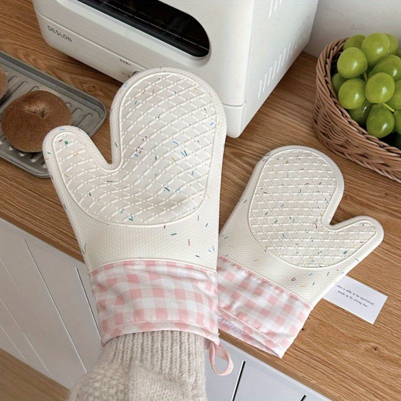 Silicone Oven Mitts Heat Resistant Thick Insulation Non-Slip Cooking Baking