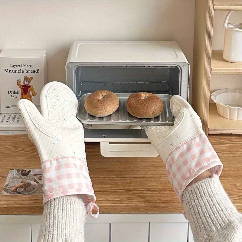 Silicone Oven Mitts Heat Resistant Thick Insulation Non-Slip Cooking Baking