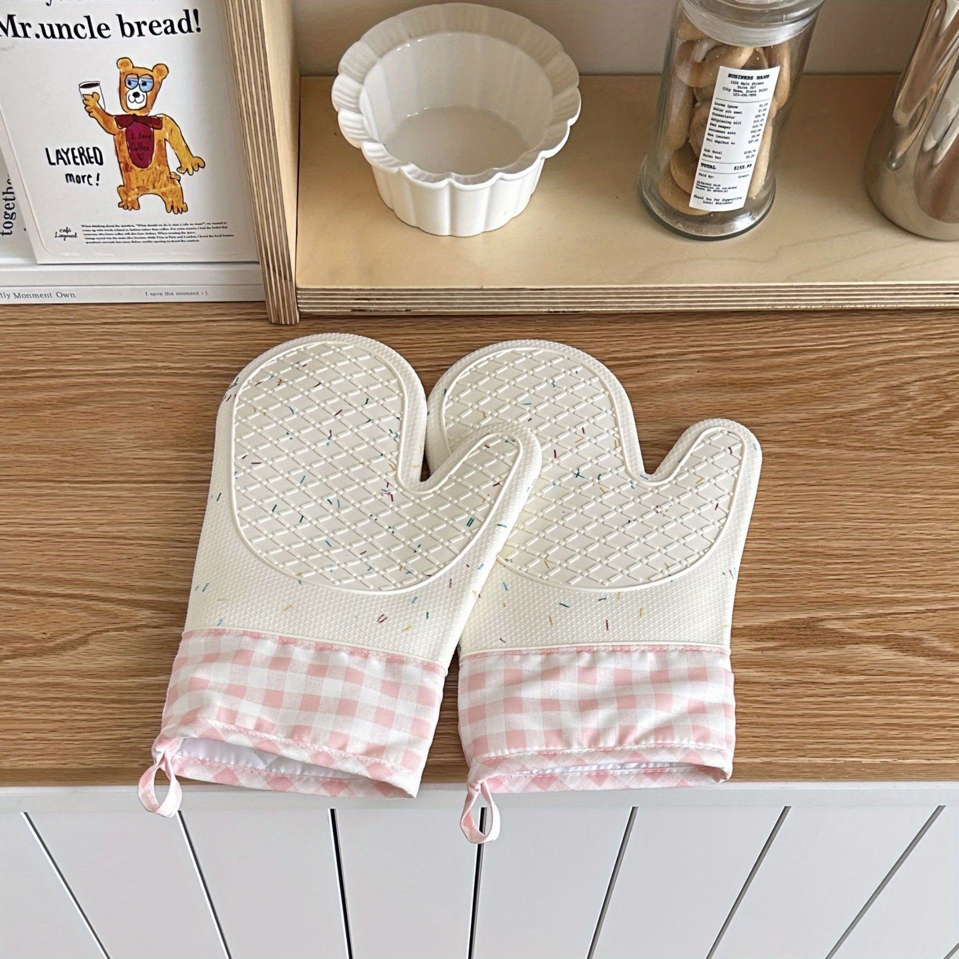 Silicone Oven Mitts Heat Resistant Thick Insulation Non-Slip Cooking Baking