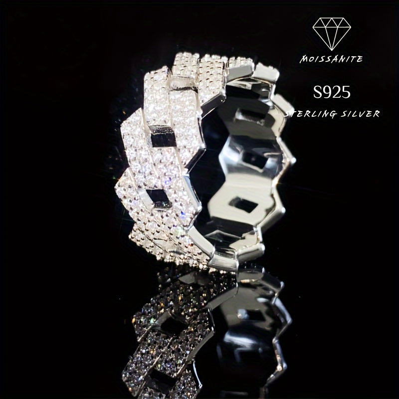 Sterling Silver Moissanite Ring for Women Elegant Punk Fashion Band for Everyday and Special Occasions