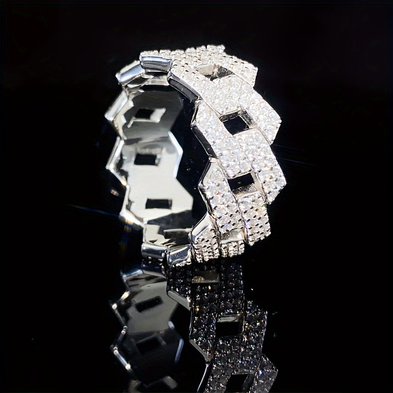 Sterling Silver Moissanite Ring for Women Elegant Punk Fashion Band for Everyday and Special Occasions