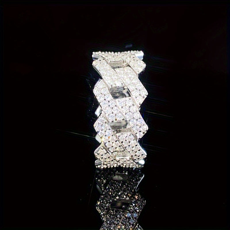 Sterling Silver Moissanite Ring for Women Elegant Punk Fashion Band for Everyday and Special Occasions