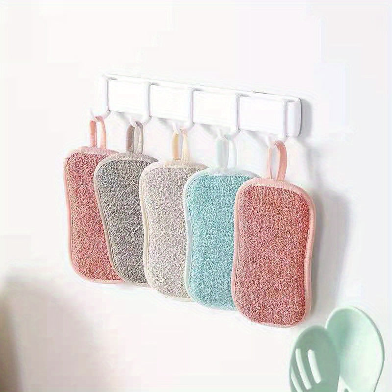 Set of 6 Bamboo Fiber Kitchen Sponges with Non-Stick Oil Coating for Dishwashing and Cleaning