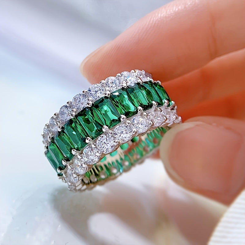 Sterling Silver Ring with Synthetic Gemstones for Birthdays and Weddings