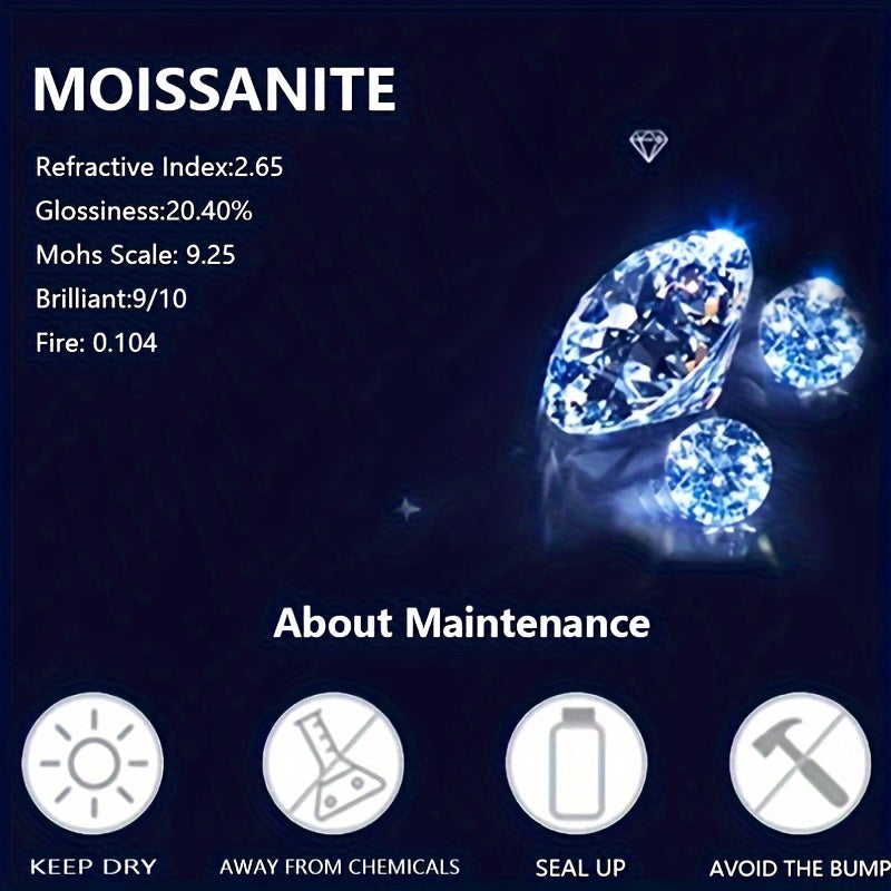 Sterling Silver Emerald Cut Moissanite Ring for Women with Gift Box