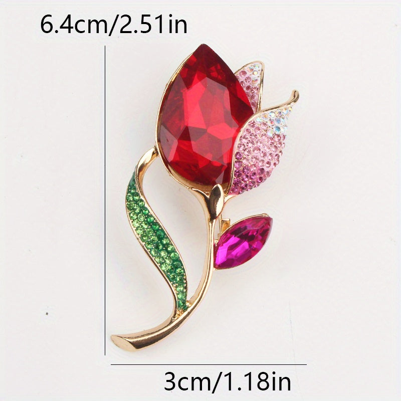 Crystal Flower Brooch Vintage Style Rhinestones Jewelry for Blazers