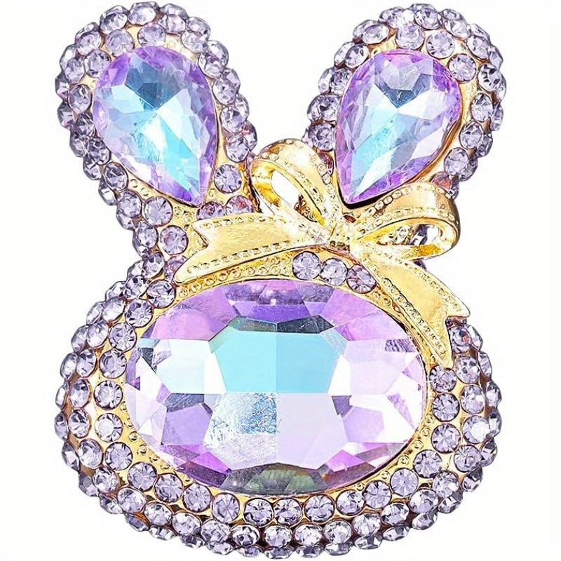 Rabbit Brooch Pin with Rhinestones for Women and Girls Animal Jewelry Gift for Easter or Graduation