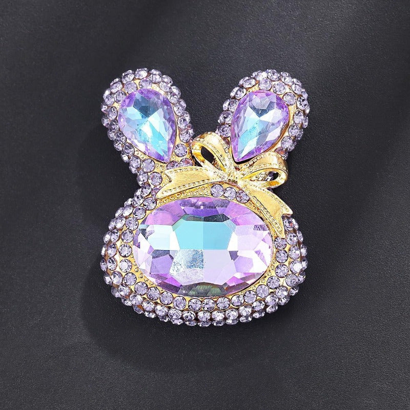 Rabbit Brooch Pin with Rhinestones for Women and Girls Animal Jewelry Gift for Easter or Graduation