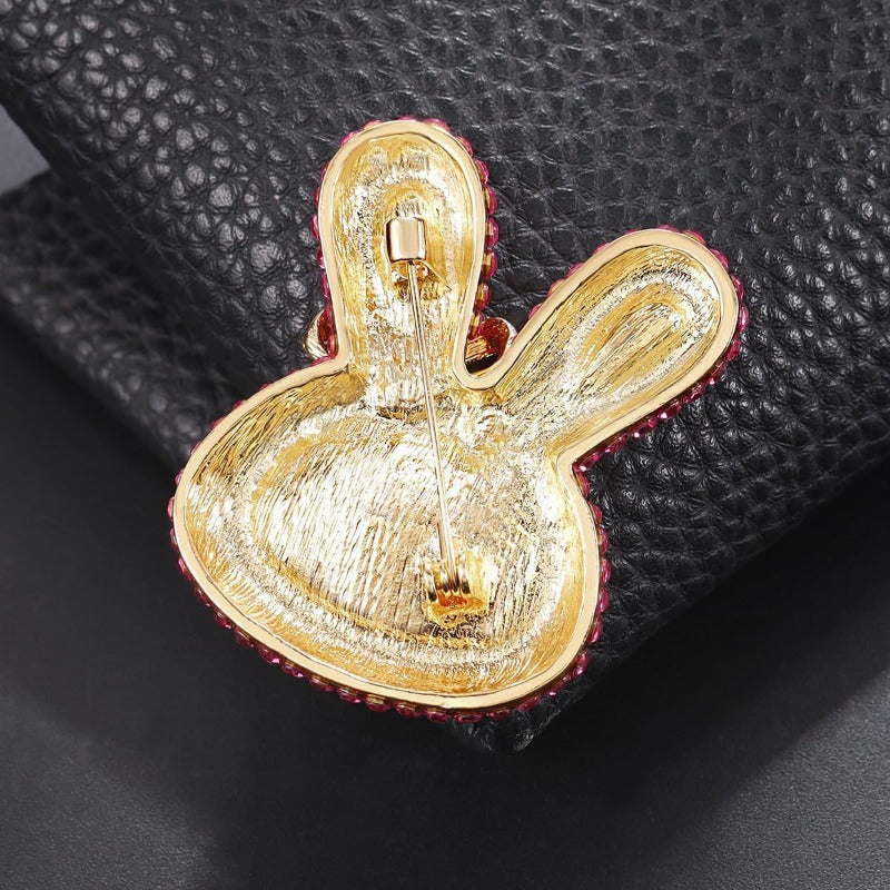 Rabbit Brooch Pin with Rhinestones for Women and Girls Animal Jewelry Gift for Easter or Graduation