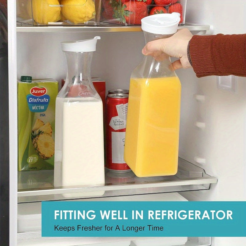 Set of 2 50oz Clear Plastic Bottles with Flip Lids for Iced Tea Juice Water