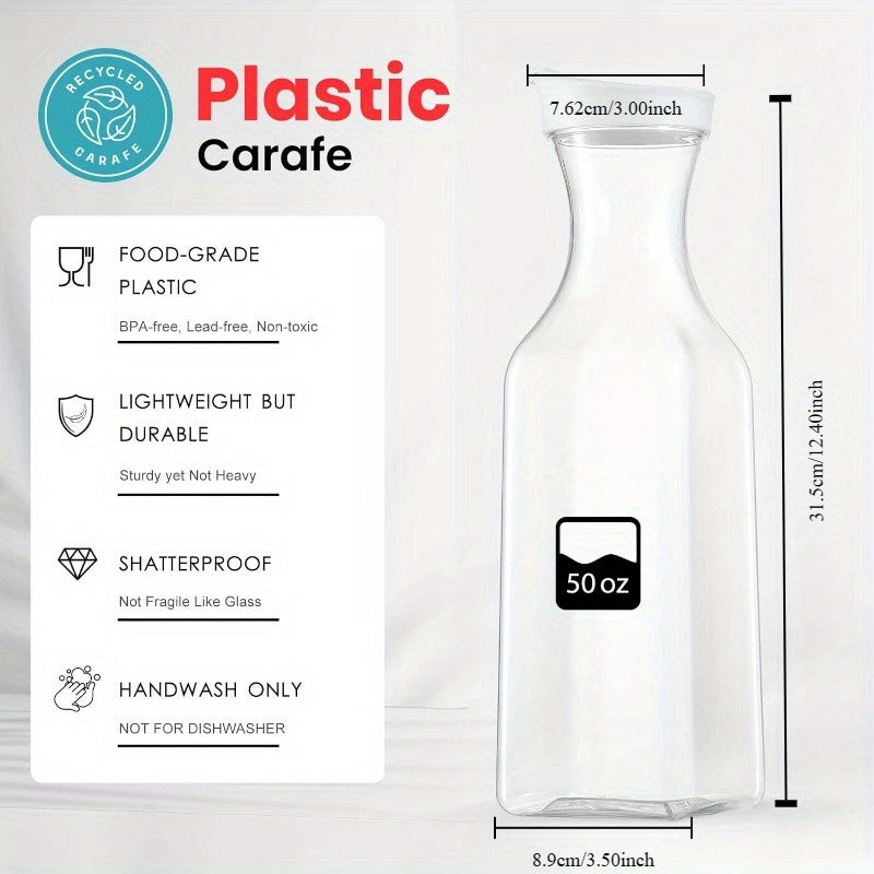 Набор из 2 прозрачных пластиковых бутылок по 50 унций с откидными крышками — отлично подходит для подачи холодного чая, сока и воды | Подходит для дома, ресторанов и мероприятий общественного питания | Пожалуйста, мойте только вручную