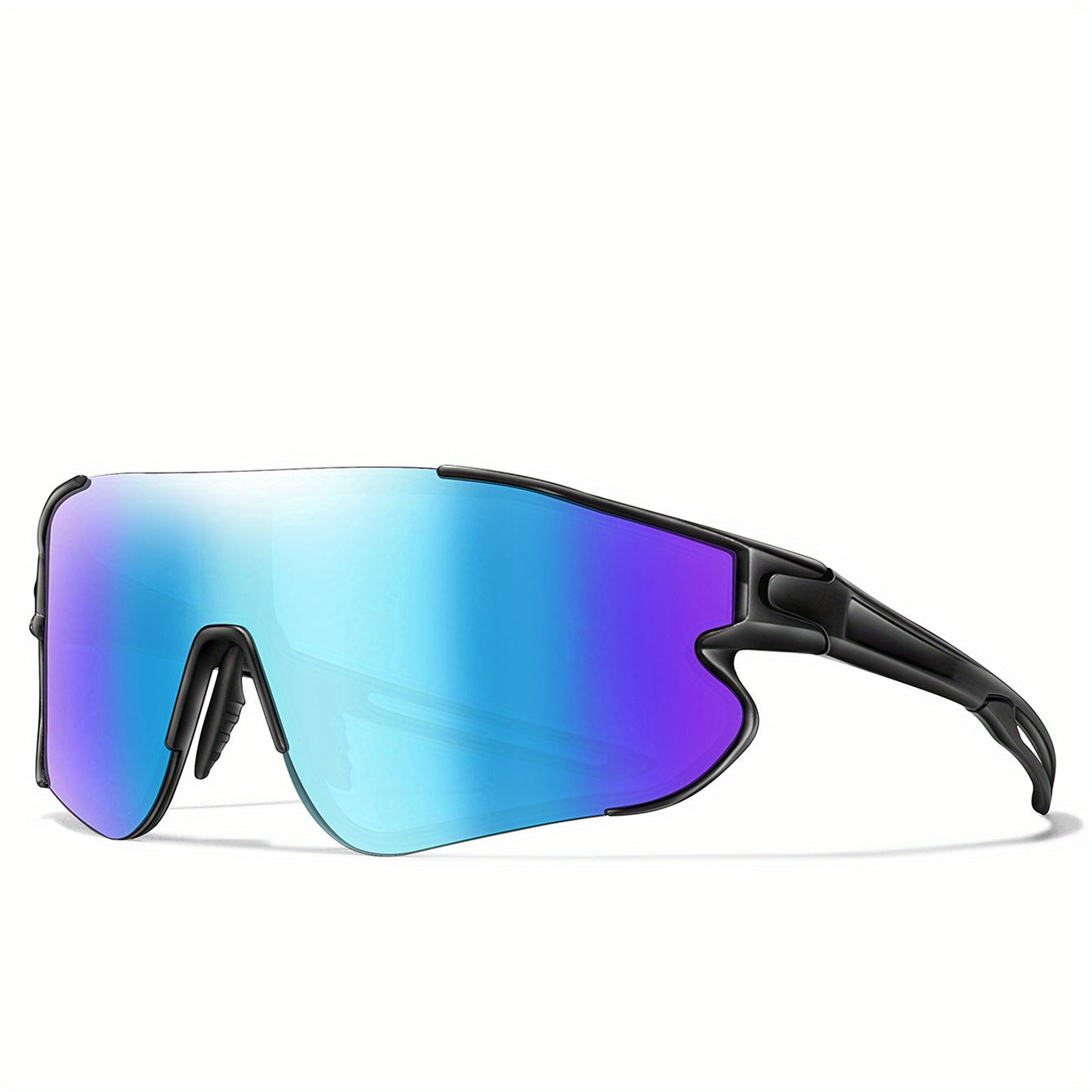 Gafas de running con espejo UV400 para mujer, montura de PC, almohadillas nasales suaves, talla L