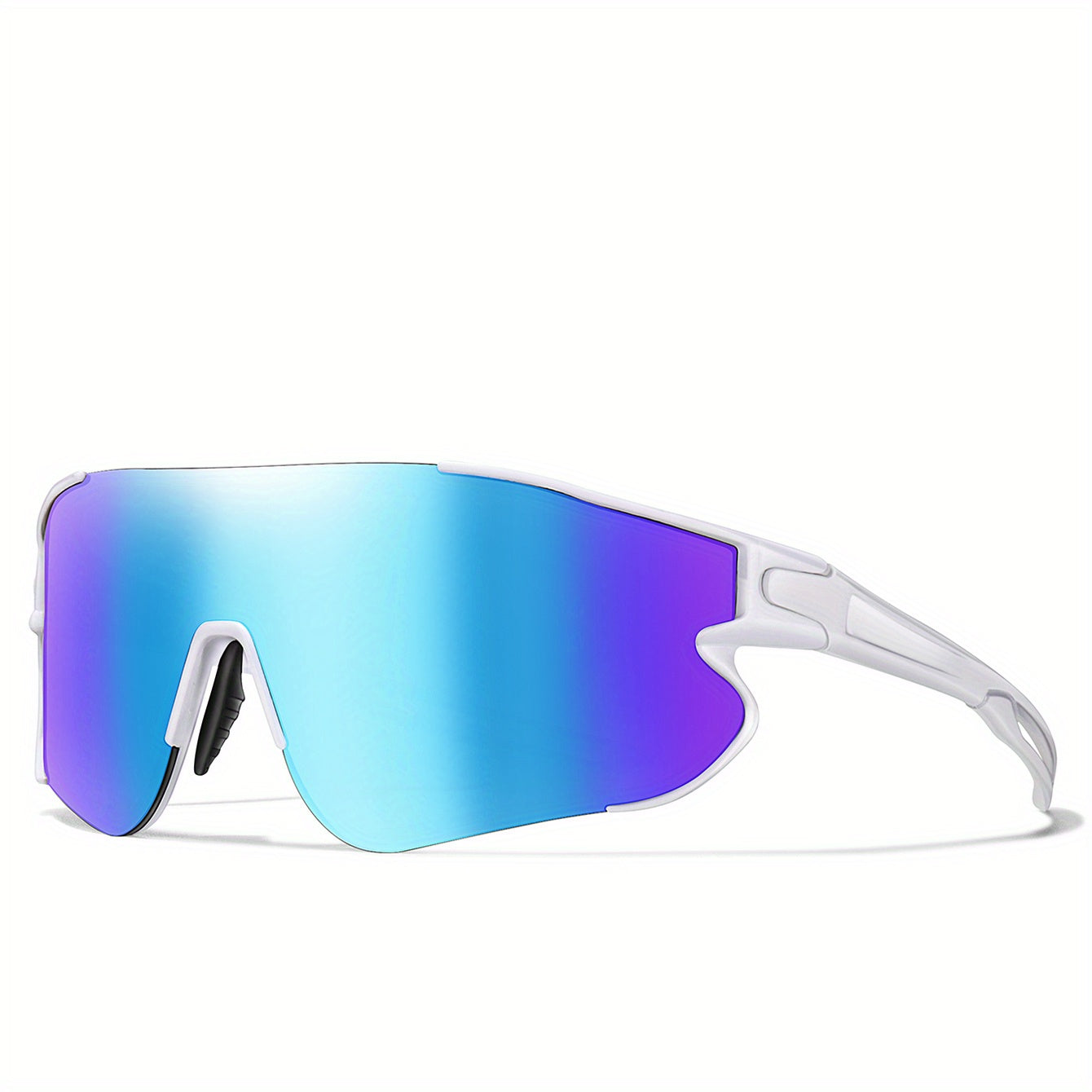 Gafas de running con espejo UV400 para mujer, montura de PC, almohadillas nasales suaves, talla L