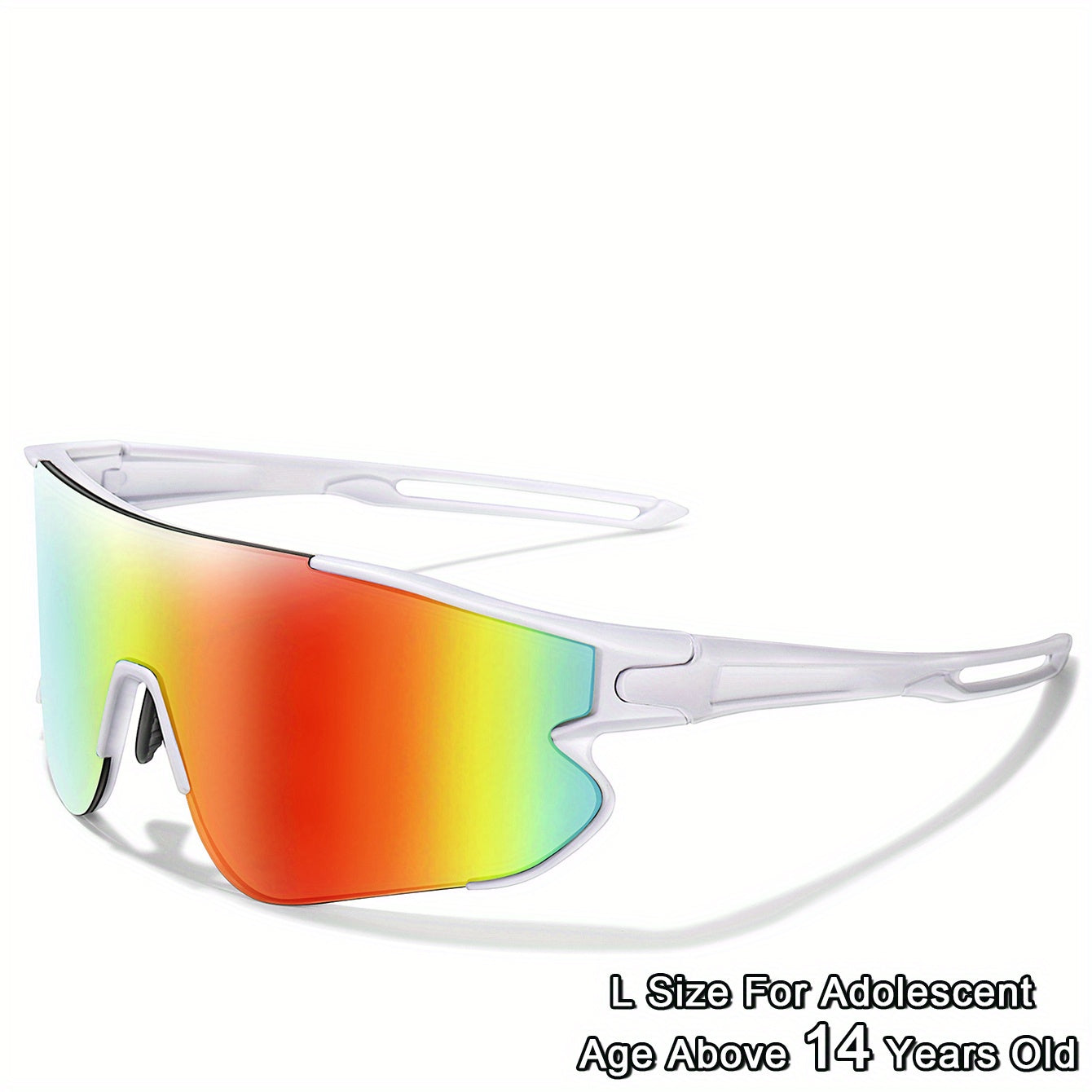 Gafas de running con espejo UV400 para mujer, montura de PC, almohadillas nasales suaves, talla L