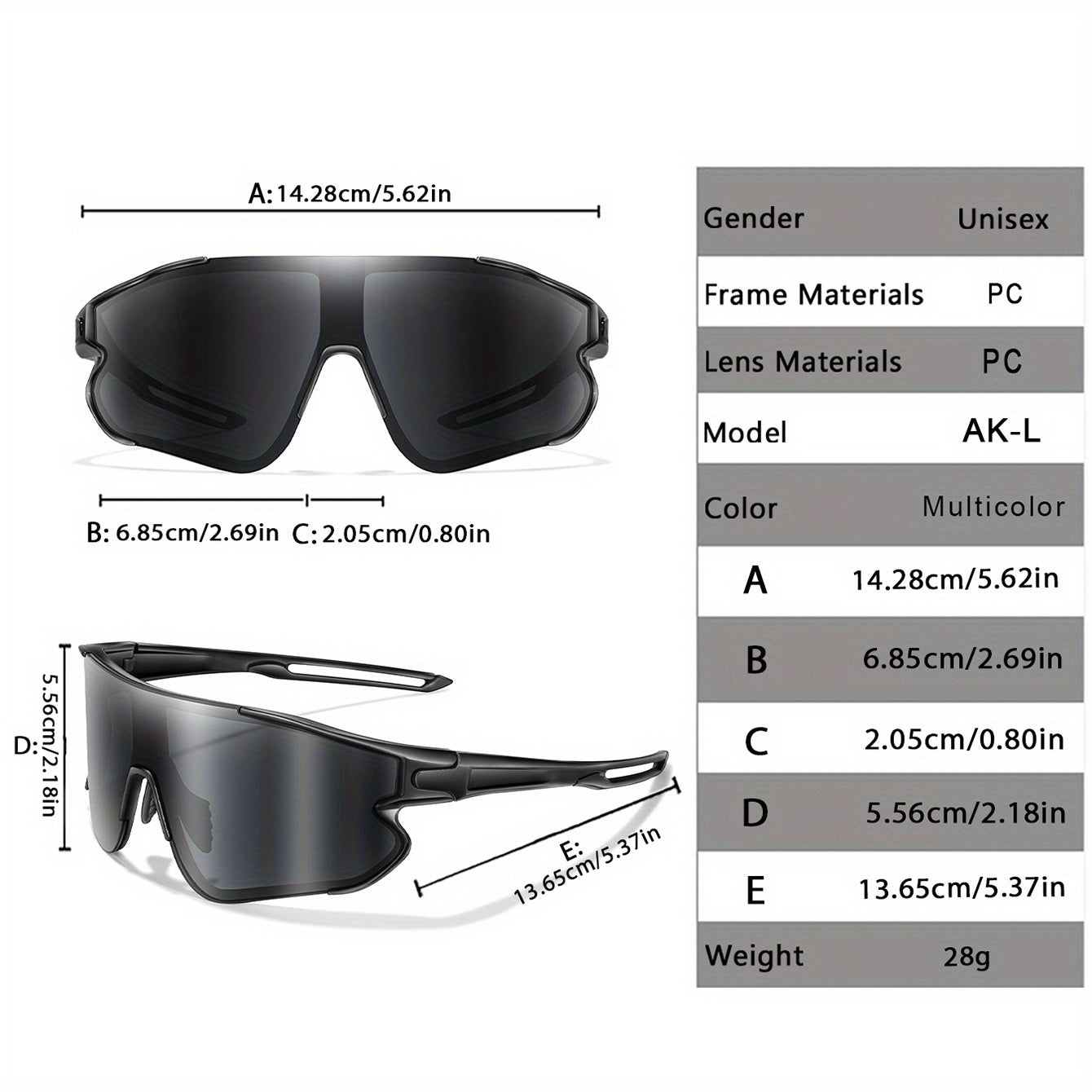Gafas de running con espejo UV400 para mujer, montura de PC, almohadillas nasales suaves, talla L