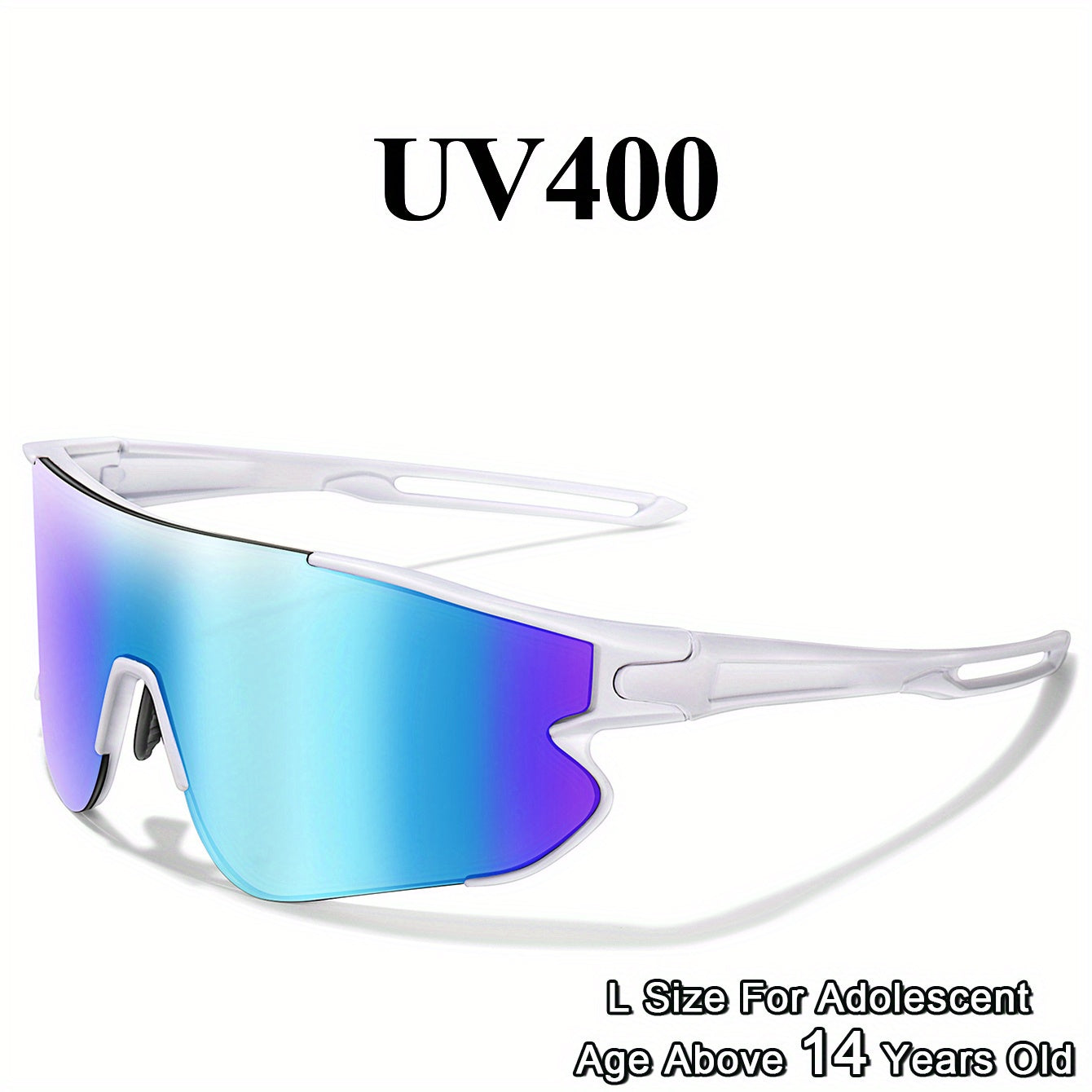 Gafas de running con espejo UV400 para mujer, montura de PC, almohadillas nasales suaves, talla L