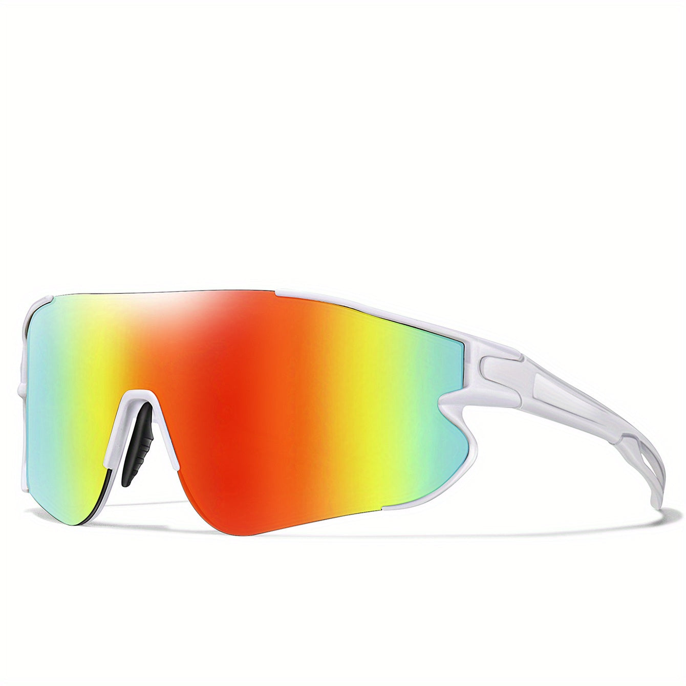Gafas de running con espejo UV400 para mujer, montura de PC, almohadillas nasales suaves, talla L