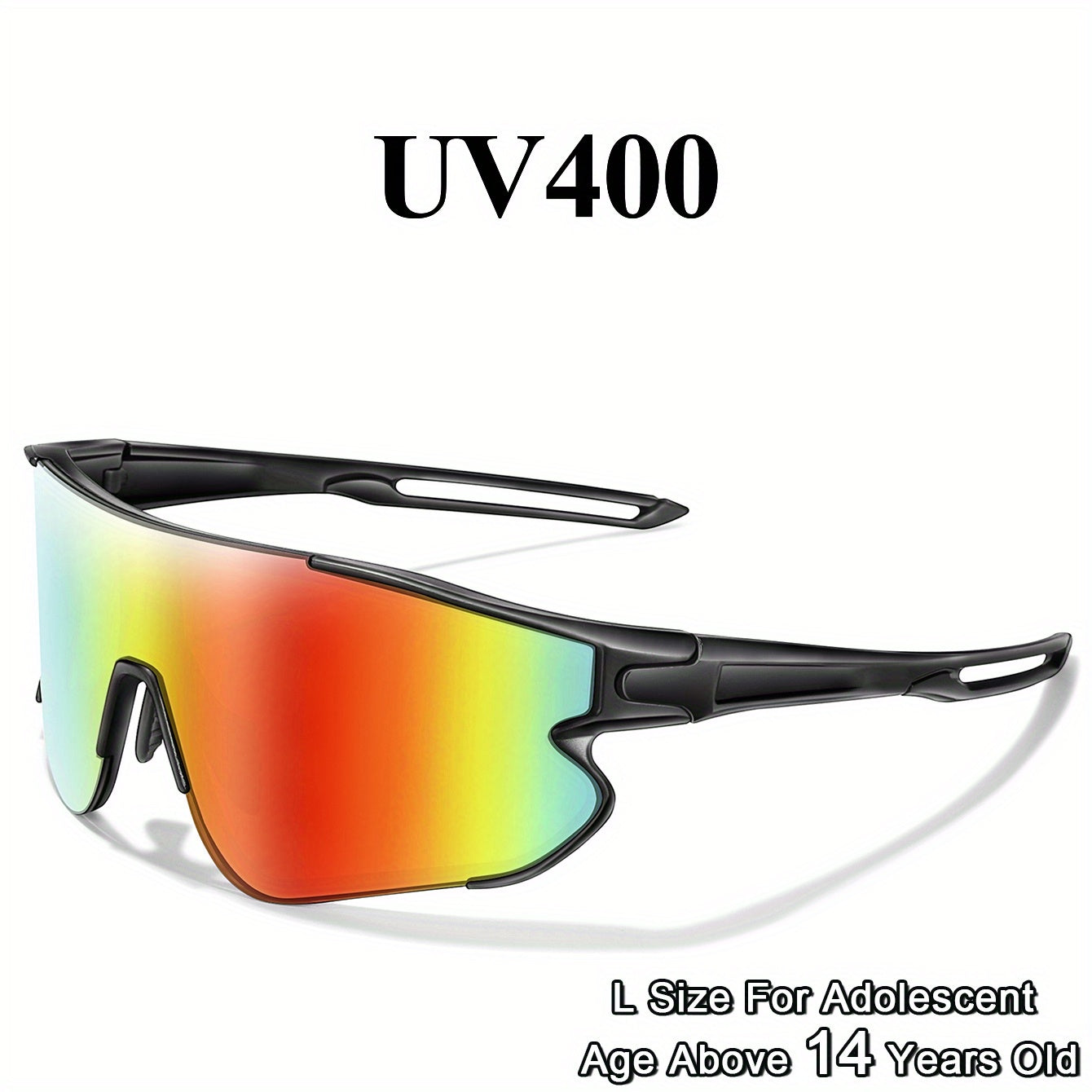 Gafas de running con espejo UV400 para mujer, montura de PC, almohadillas nasales suaves, talla L