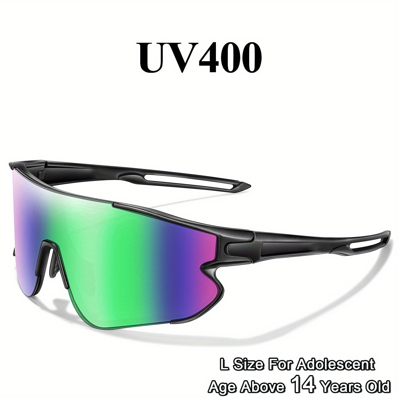 Gafas de running con espejo UV400 para mujer, montura de PC, almohadillas nasales suaves, talla L