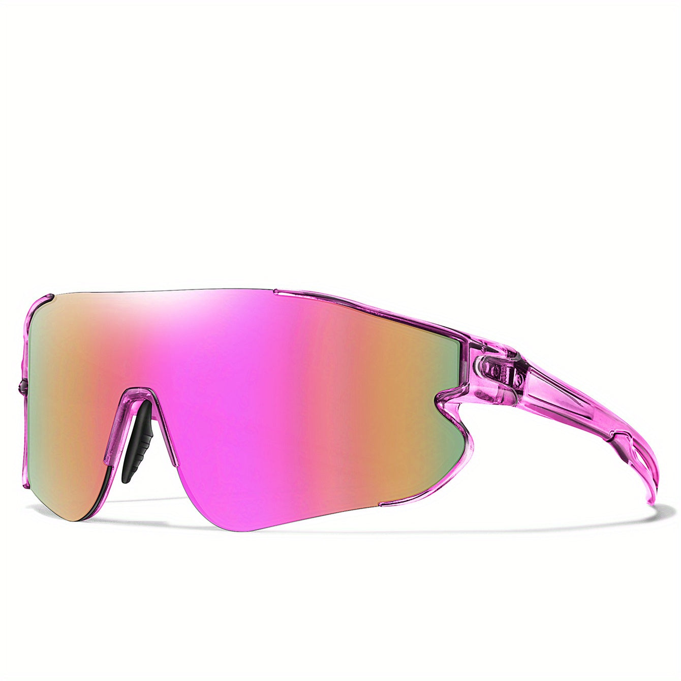 Gafas de running con espejo UV400 para mujer, montura de PC, almohadillas nasales suaves, talla L