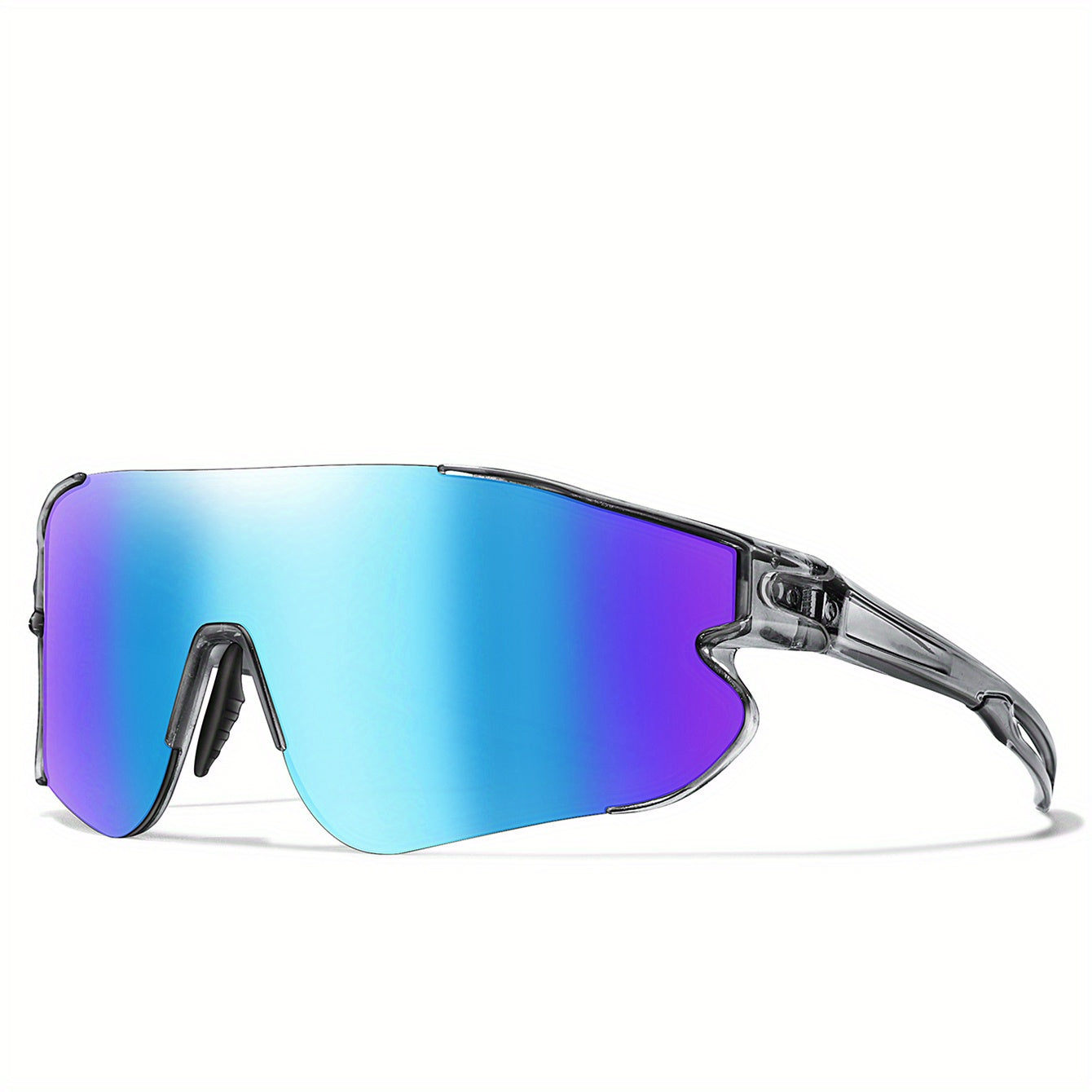 Gafas de running con espejo UV400 para mujer, montura de PC, almohadillas nasales suaves, talla L