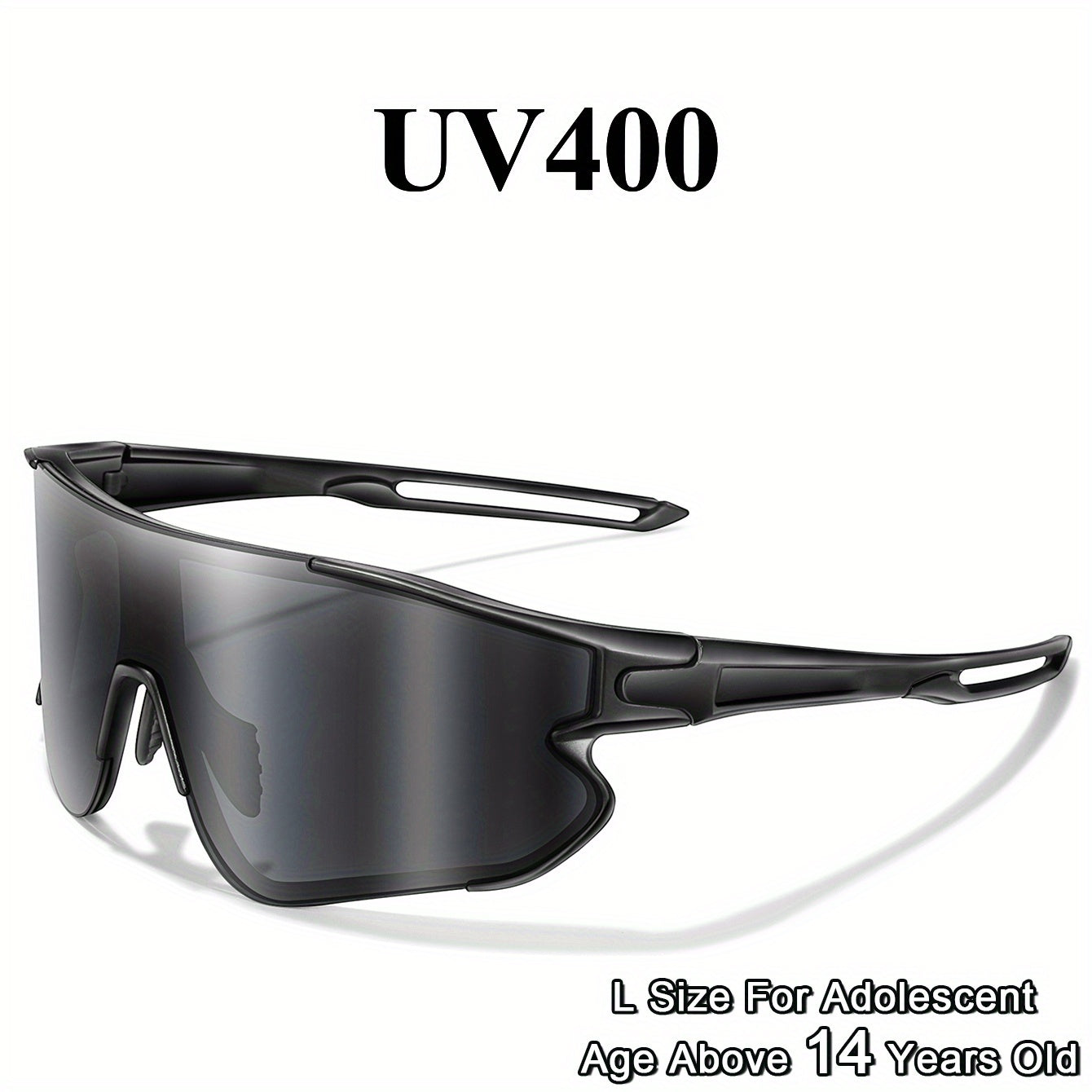 Gafas de running con espejo UV400 para mujer, montura de PC, almohadillas nasales suaves, talla L