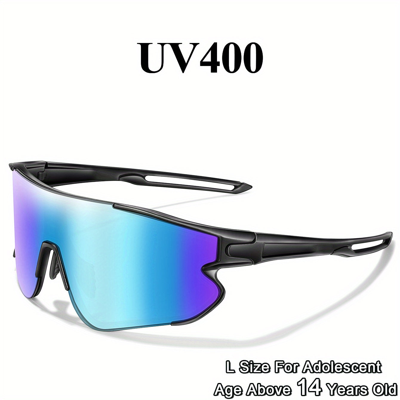 Gafas de running con espejo UV400 para mujer, montura de PC, almohadillas nasales suaves, talla L