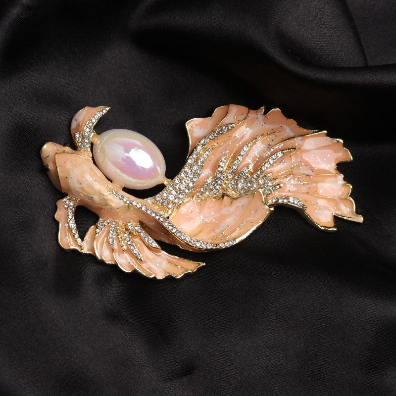 Hayvon shaklidagi ajoyib vintage uslubidagi mermaid brosh pin, emal va porloq rhinestone'lar bilan bezatilgan, hashamatli uniseks zargarlik aksessuari