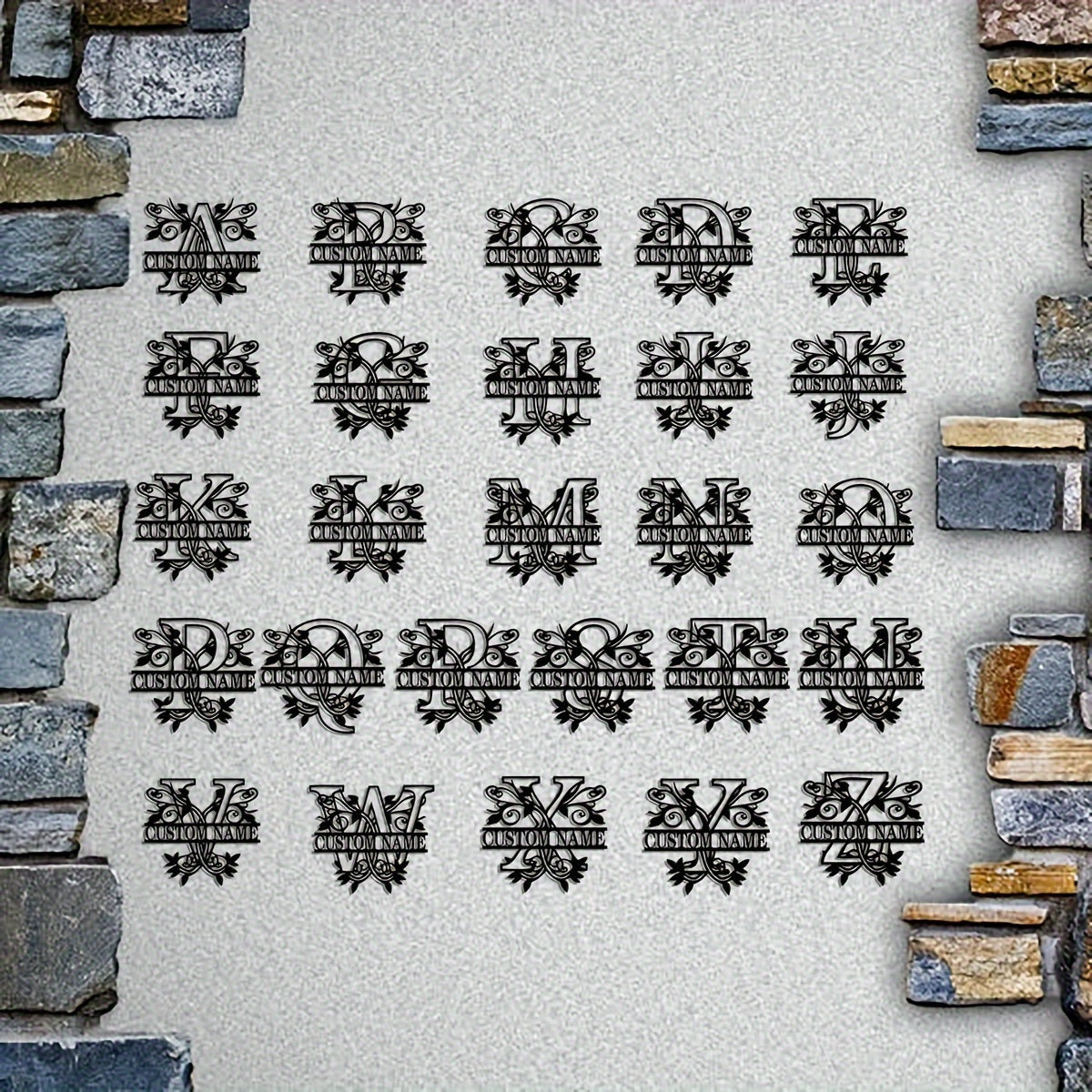 Shaxsiylashtirilgan Metall Devor San'ati - Bo'lingan Lala Monogram Dizayni - Moslashtiriladigan Temir Oila Ismi Belgisi, Uyga Ko'chish, Rojdestvo, Thanksgiving, Bitiruv va 4-Iyul Sovg'alari uchun Mukammal