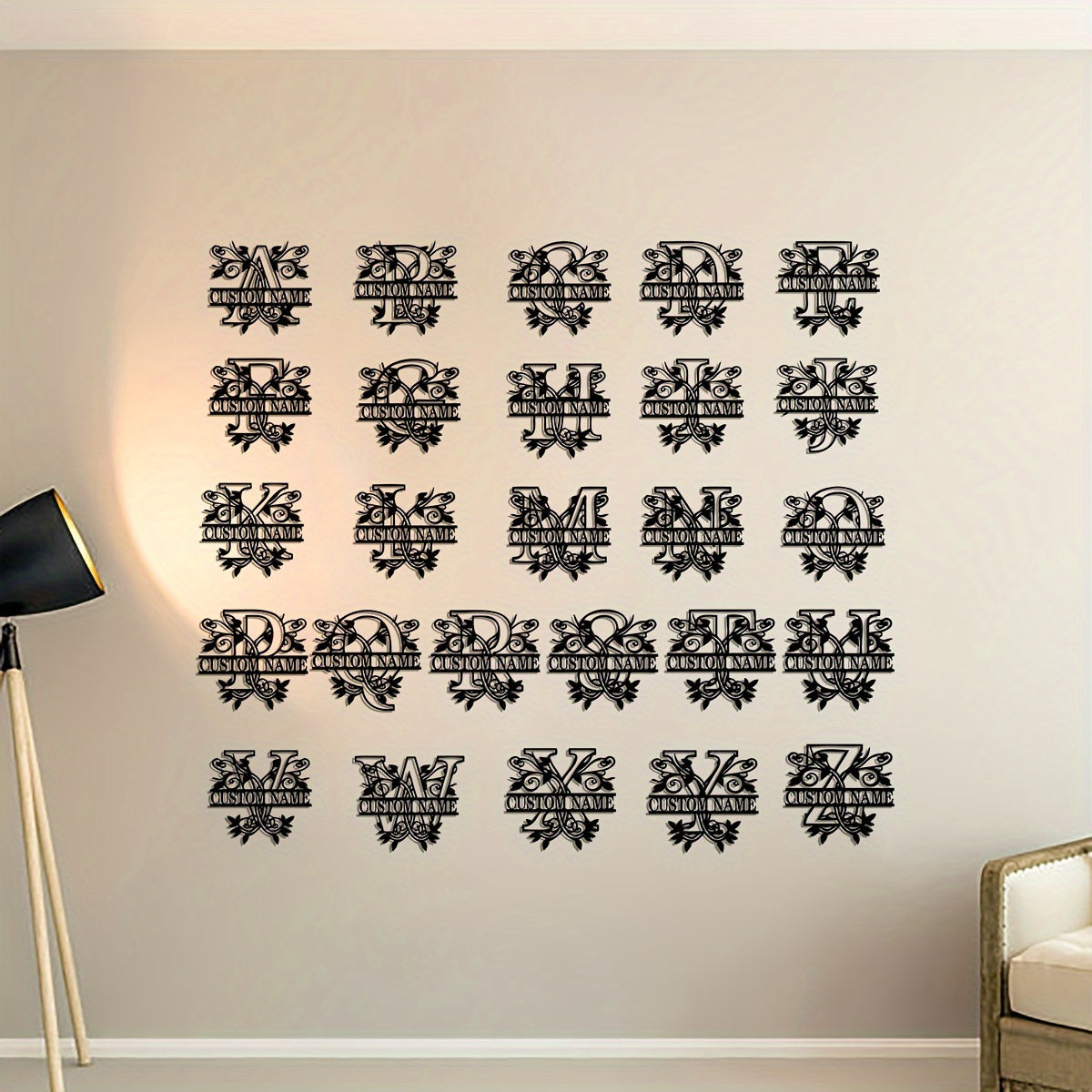 Shaxsiylashtirilgan Metall Devor San'ati - Bo'lingan Lala Monogram Dizayni - Moslashtiriladigan Temir Oila Ismi Belgisi, Uyga Ko'chish, Rojdestvo, Thanksgiving, Bitiruv va 4-Iyul Sovg'alari uchun Mukammal