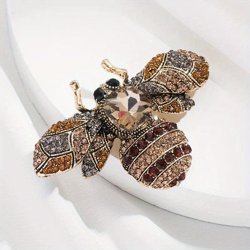 Vintage Rhinestone Bee Brooch for Women Elegant Jewelry Accessory