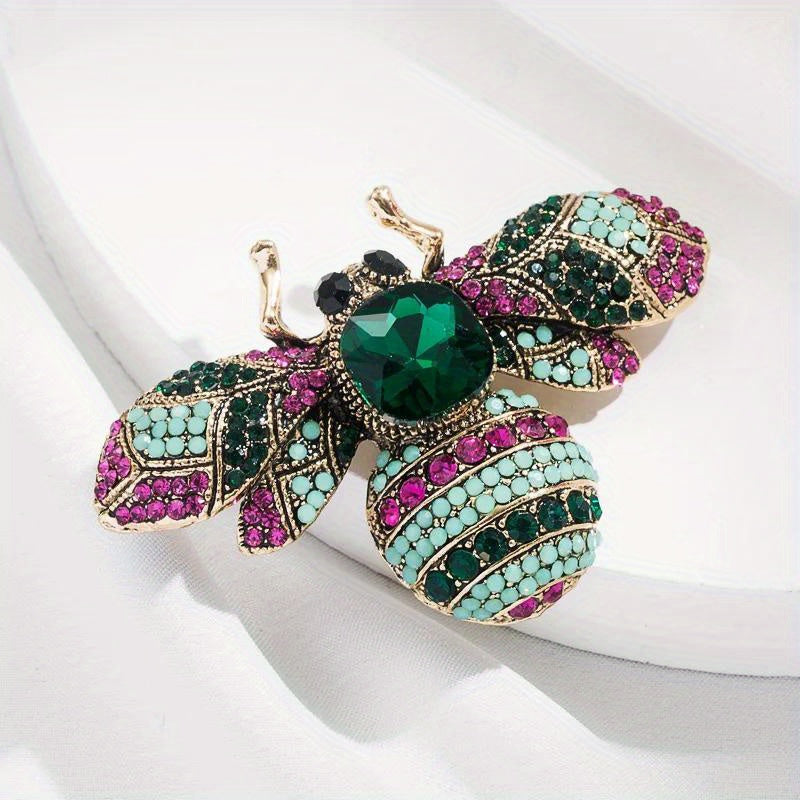 Vintage Rhinestone Bee Brooch for Women Elegant Jewelry Accessory